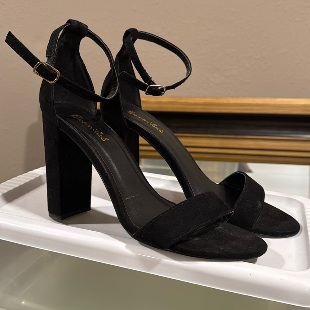 Velvet look heels